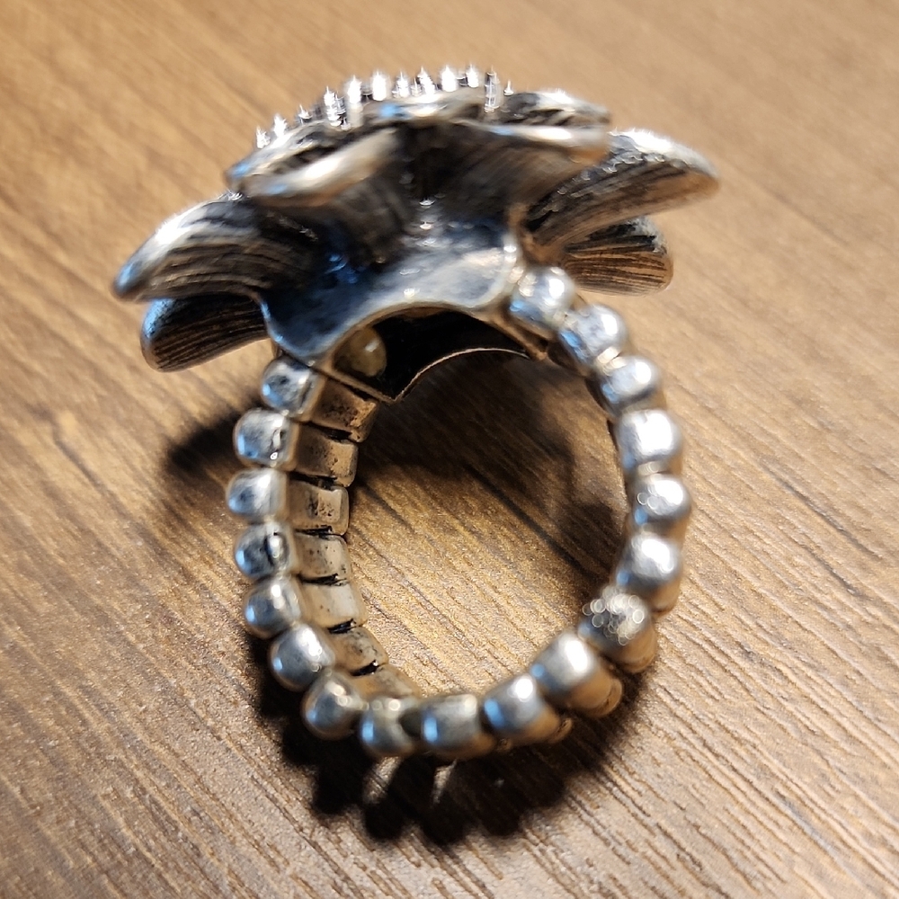 Silver Starburst Crystal Statement Ring - image 5